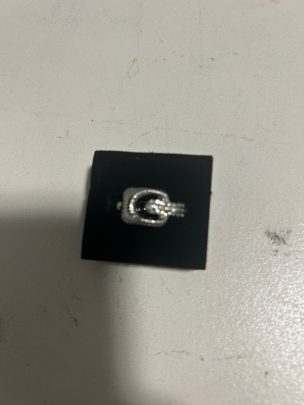 Interlocking Crystal Loop Ring in Silver-Tone